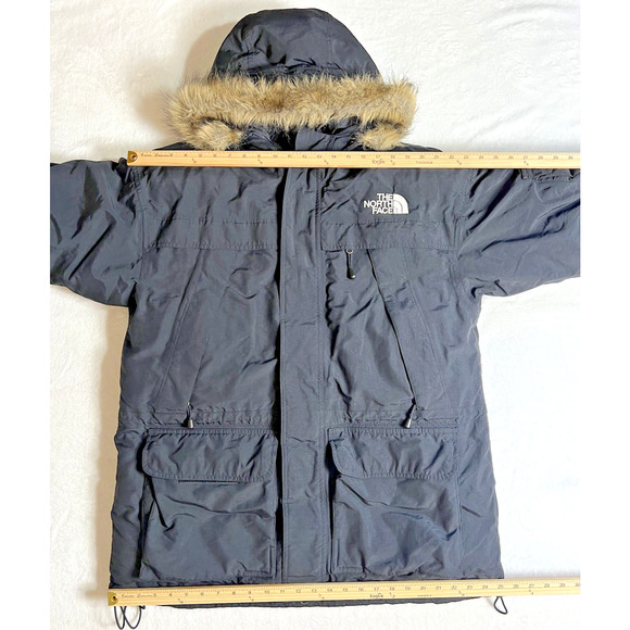 The North Face Men's Goose Down Parka Puffer Jacket Size L Black Fur Hood Winter - Picture 9 of 12